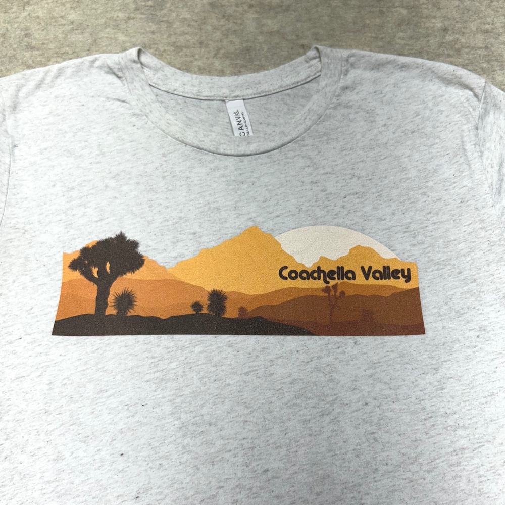 Coachella Valley‎ Graphic T-Shirt Bella+Canvas Heather Gray Tee Medium